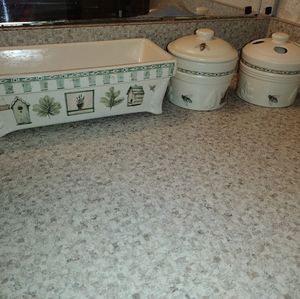 Pfaltzgraff Naturewood ceramic bathroom set 3pc.